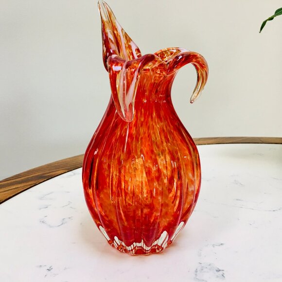 Beautiful Vintage Orange Glass Vase - Picture 1 of 6